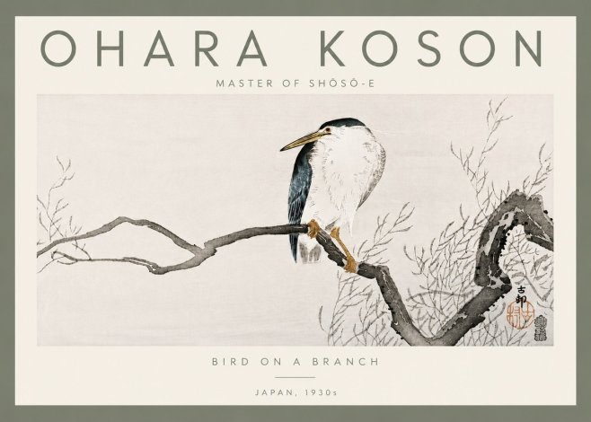 Ohara Koson Bird on a Branch II No5 - Póster