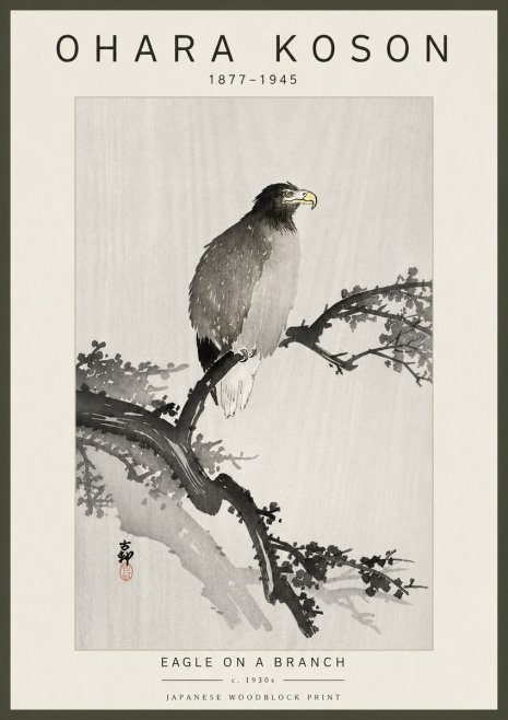 Ohara Koson Eagle on a Branch I No6 - Póster