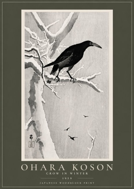 Ohara Koson Crow in Winter I No5 - Póster