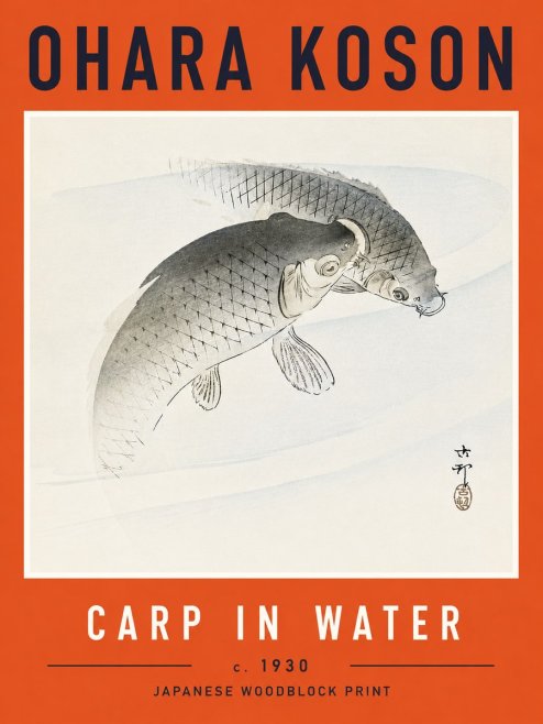 Ohara Koson Carp in Water No6 - Póster