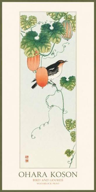Ohara Koson Bird and Gourds No1 - Póster