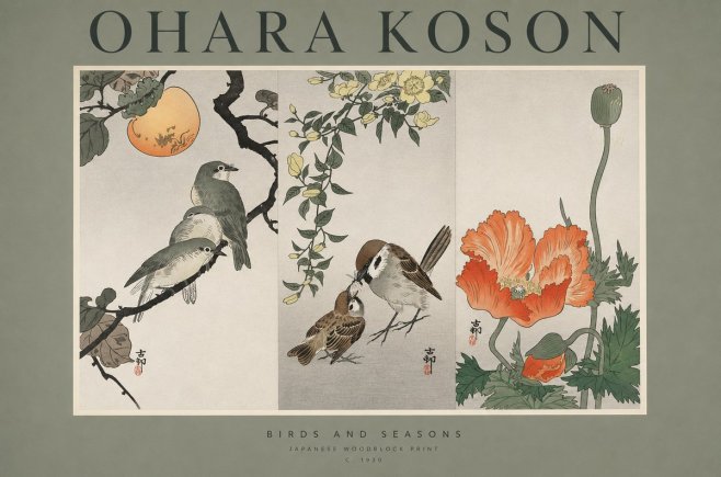 Ohara Koson Birds and Seasons No1 - Póster