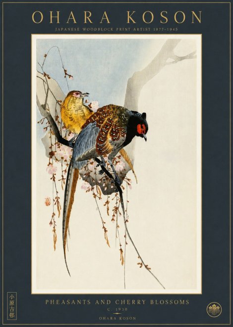 Ohara Koson Pheasants and Cherry Blossoms I No2 - Póster