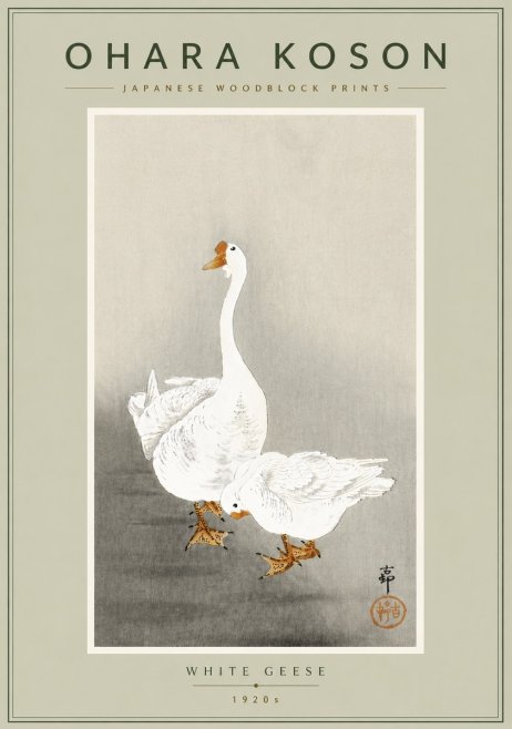 Ohara Koson White Geese No6 - Póster