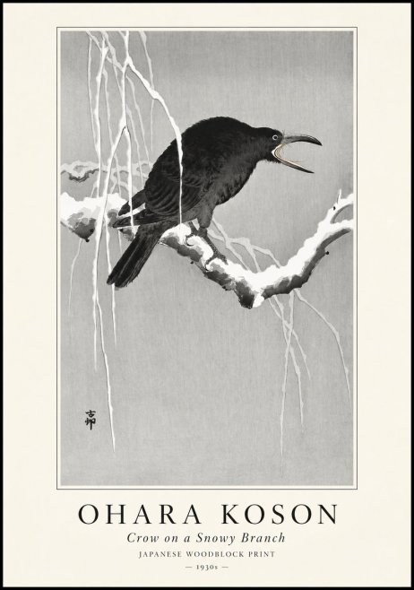 Ohara Koson Crow on a Snowy Branch II No1 - Póster