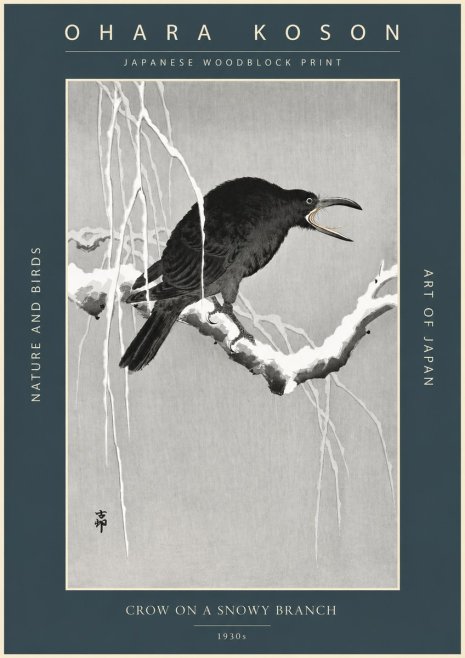 Ohara Koson Crow on a Snowy Branch II No2 - Póster