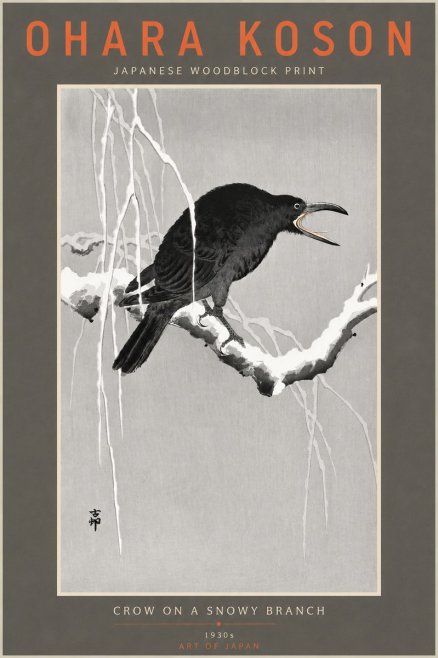 Ohara Koson Crow on a Snowy Branch II No4 - Póster