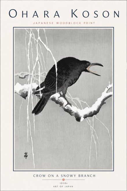 Ohara Koson Crow on a Snowy Branch II No6 - Póster