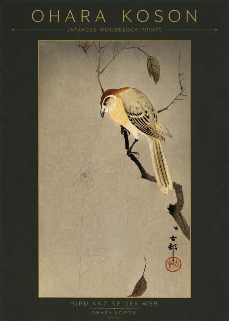 Ohara Koson Bird and Spider Web I No2 - Póster