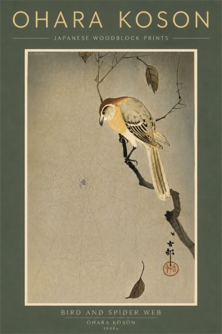 Ohara Koson Bird and Spider Web I No6 - Póster