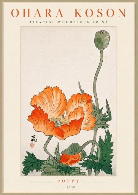 Ohara Koson Poppy No6 - Póster