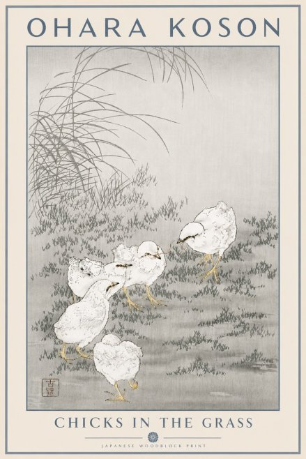 Ohara Koson Chicks in the Grass No5 - Póster