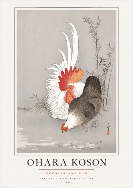 Ohara Koson Rooster and Hen II No3 - Póster
