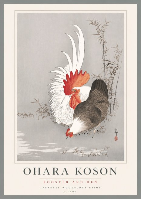 Ohara Koson Rooster and Hen II No5 - Póster