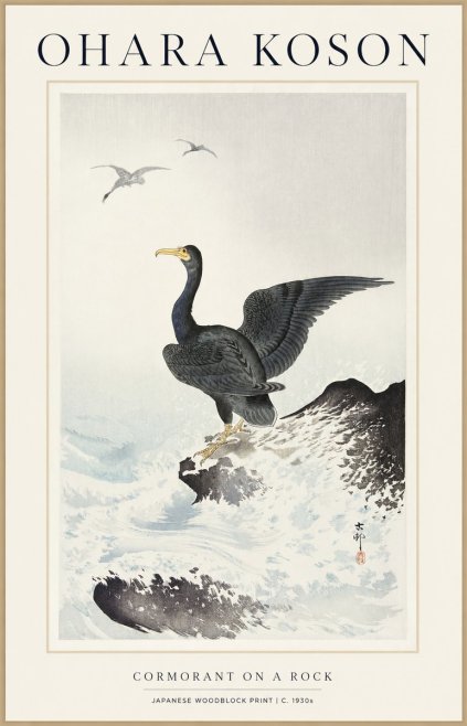 Ohara Koson Cormorant on a Rock No1 - Póster