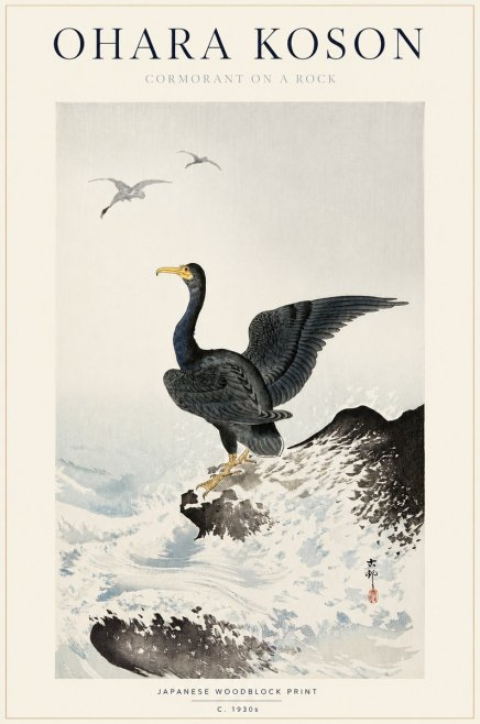 Ohara Koson Cormorant on a Rock No3 - Póster