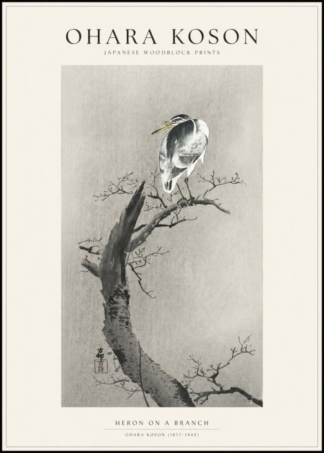 Ohara Koson Heron on a Branch No1 - Póster