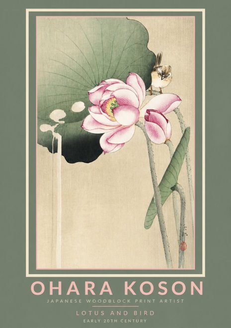 Ohara Koson Lotus and Bird No2 - Póster
