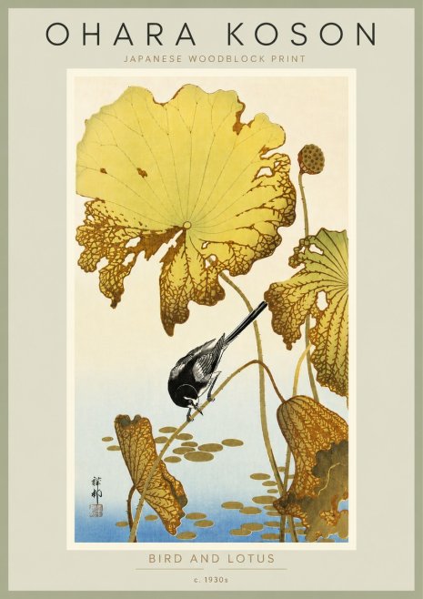 Ohara Koson Bird and Lotus No6 - Póster