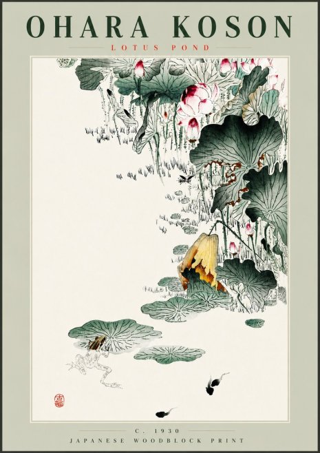 Ohara Koson Lotus Pond No4 - Póster