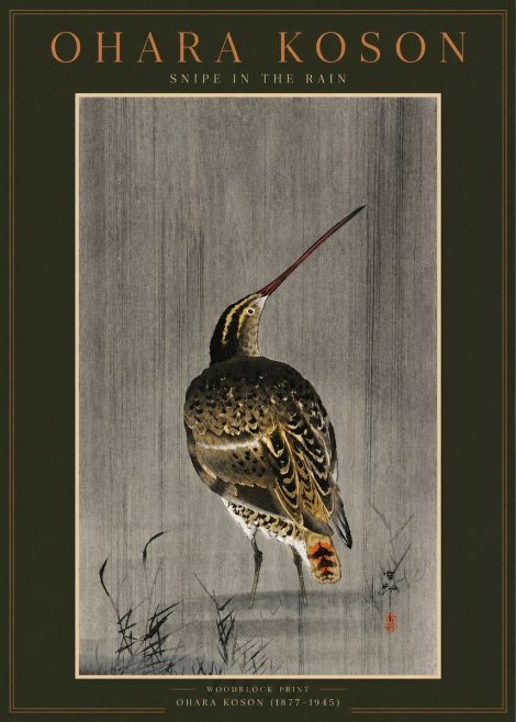 Ohara Koson Snipe in the Rain No2 - Póster