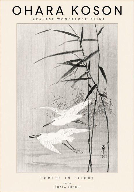 Ohara Koson Two Herons and Reeds No6 - Póster