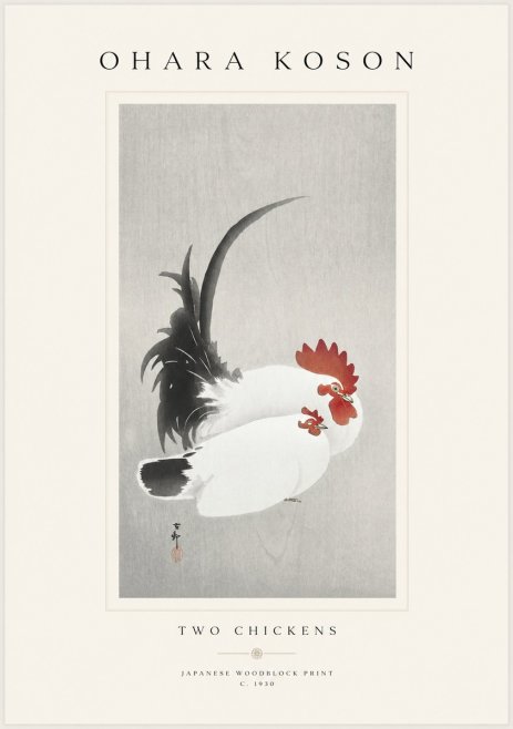 Ohara Koson Two Chickens No1 - Póster