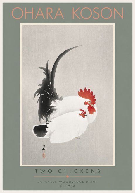 Ohara Koson Two Chickens No4 - Póster