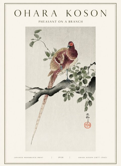 Ohara Koson Pheasant on a Branch No1 - Póster