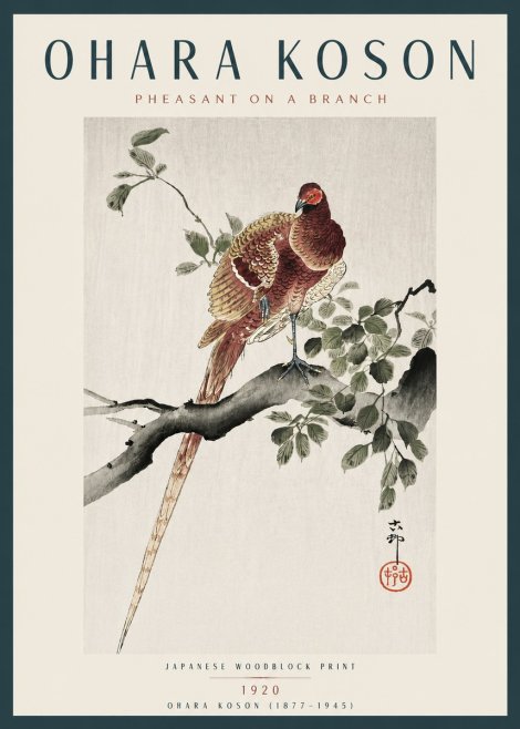 Ohara Koson Pheasant on a Branch No4 - Póster