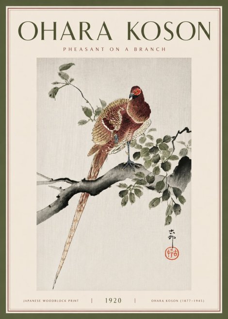 Ohara Koson Pheasant on a Branch No5 - Póster
