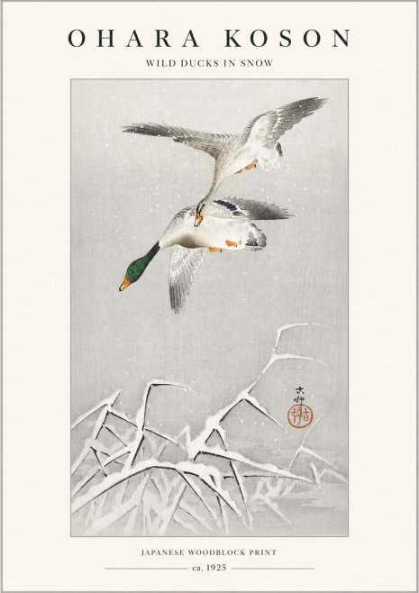 Ohara Koson Wild Ducks in Snow No1 - Póster
