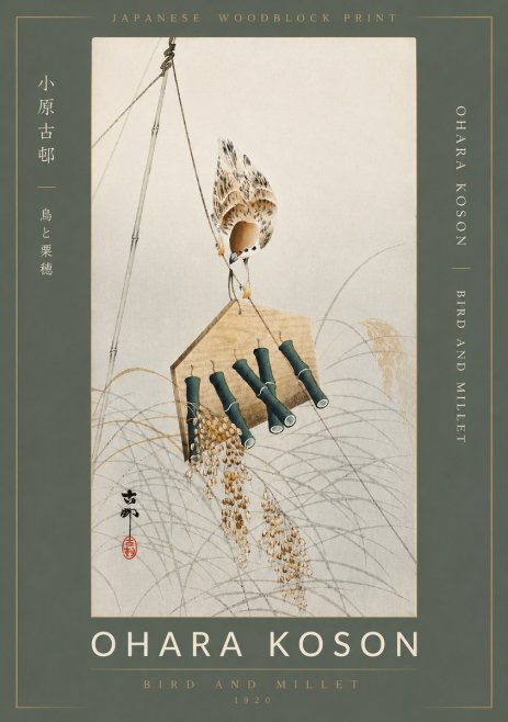 Ohara Koson Bird and Millet No2 - Póster