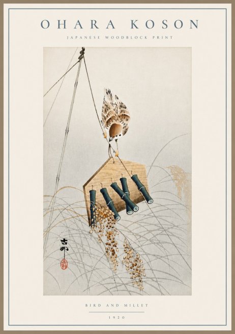 Ohara Koson Bird and Millet No3 - Póster