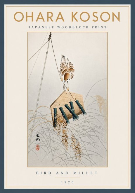Ohara Koson Bird and Millet No5 - Póster
