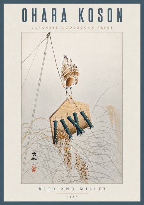 Ohara Koson Bird and Millet No6 - Póster