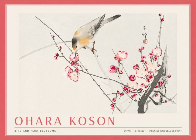 Ohara Koson Bird and Plum Blossoms No3 - Póster