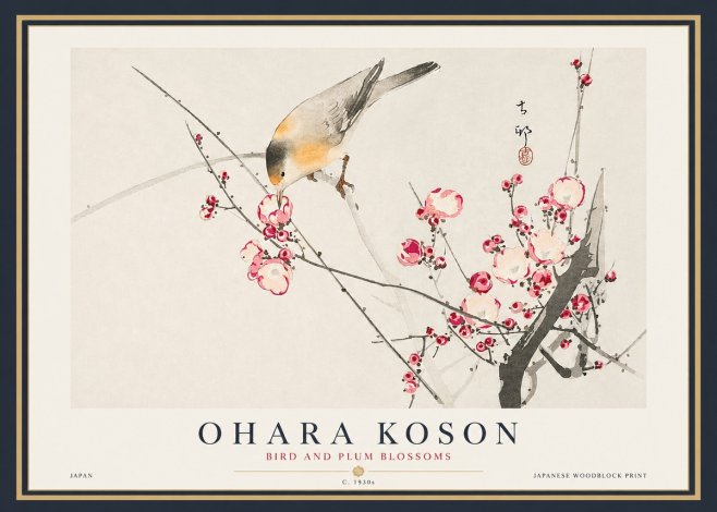 Ohara Koson Bird and Plum Blossoms No4 - Póster