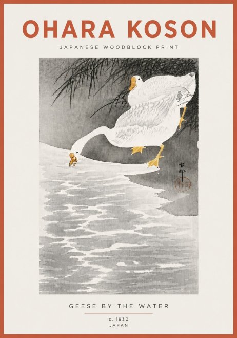 Ohara Koson Geese by the Water No4 - Póster