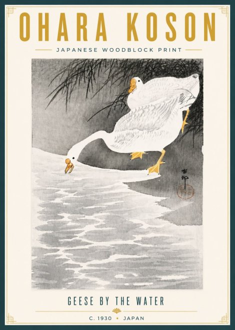 Ohara Koson Geese by the Water No6 - Póster
