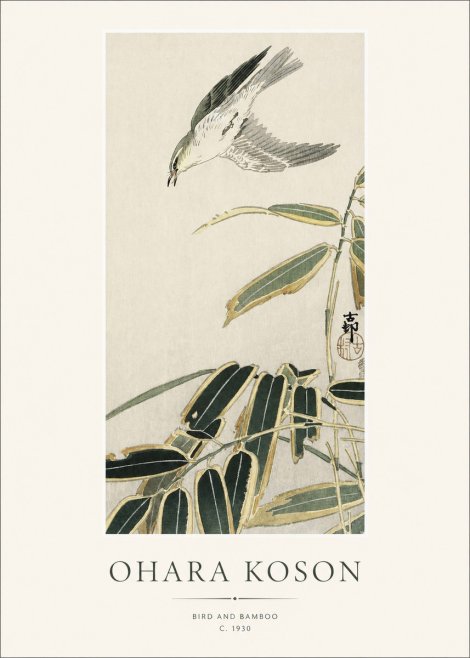 Ohara Koson Bird and Bamboo No1 - Póster