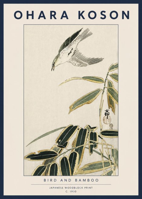 Ohara Koson Bird and Bamboo No3 - Póster