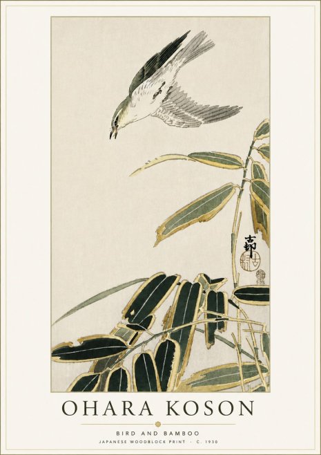 Ohara Koson Bird and Bamboo No4 - Póster