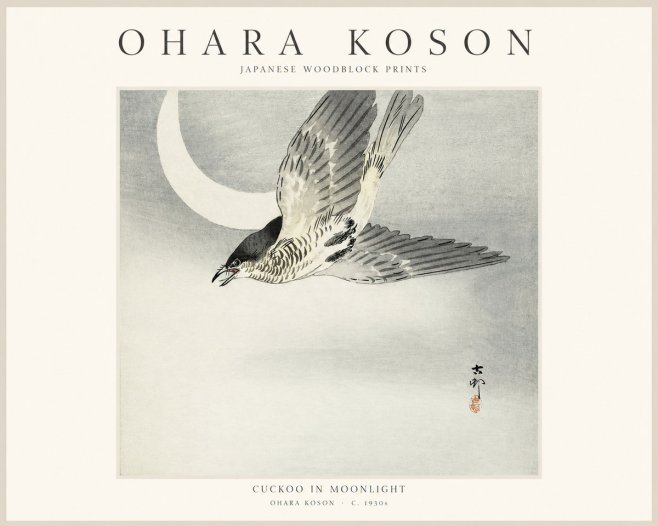 Ohara Koson Cuckoo in Moonlight No1 - Póster