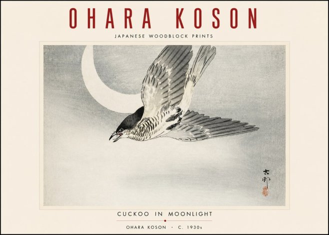 Ohara Koson Cuckoo in Moonlight No3 - Póster
