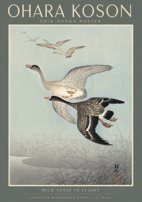 Ohara Koson Wild Geese in Flight II No4 - Póster