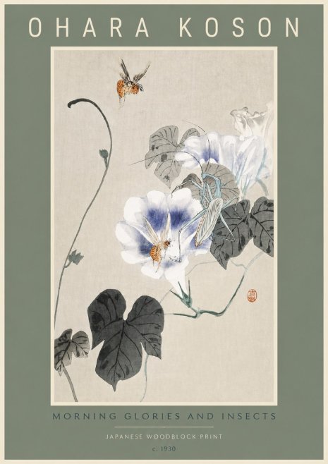 Ohara Koson Morning Glories and Insects No2 - Póster