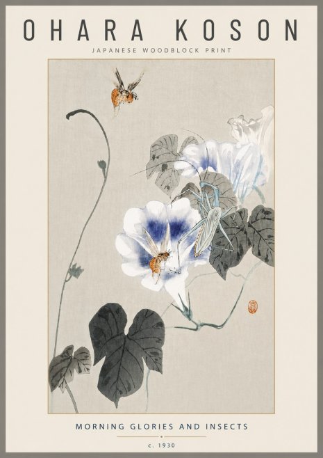 Ohara Koson Morning Glories and Insects No4 - Póster