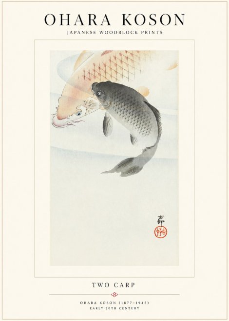 Ohara Koson Two Carp No1 - Póster