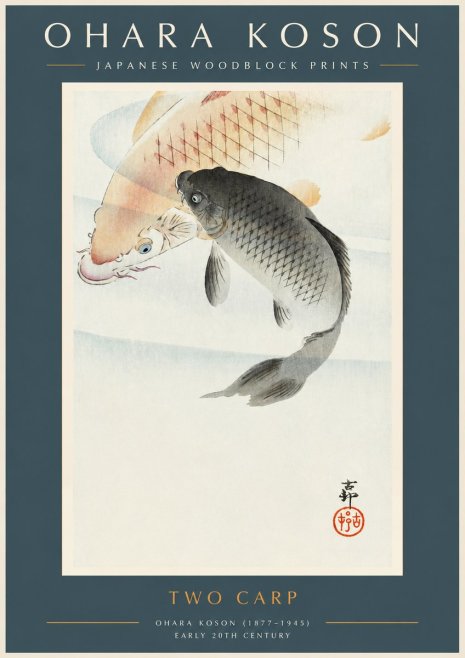 Ohara Koson Two Carp No2 - Póster